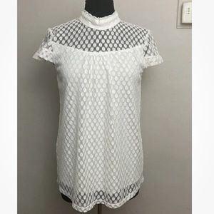 7-19 Shannon Ford White Top Blouse Sheet Layered Small nylon